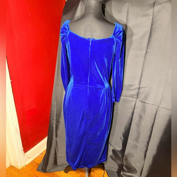 Vixen by Micheline Pitt Blue Velvet Starlet Wiggle Dress - Picture 3 of 4